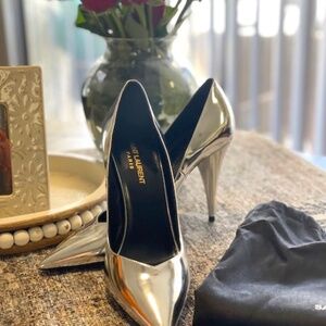 Brand New Saint Laurent Kiki Metallic Pumps